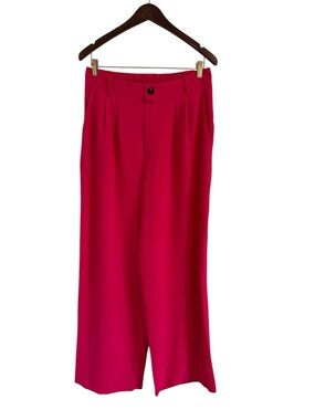 Milk & Honey Bright Pink Wide-Leg Trousers Size Medium